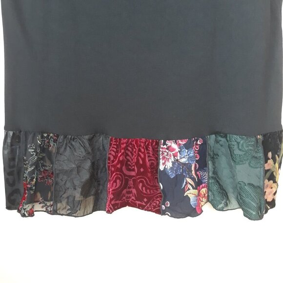 John Mark Sheer Mix Media Velvet Trim Tank Top XL Lagenlook Dark Romantic Fall - Picture 2 of 10